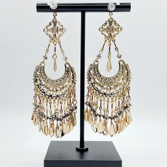Jewelry - Elegant Gold Chandelier Earrings